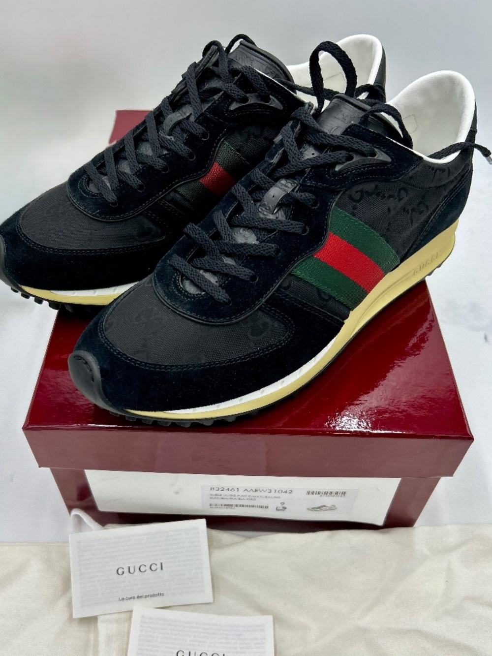 Men’s Gucci Re-Motion GG Canvas and Suede Sneakers. Size 9, fits 10 US.